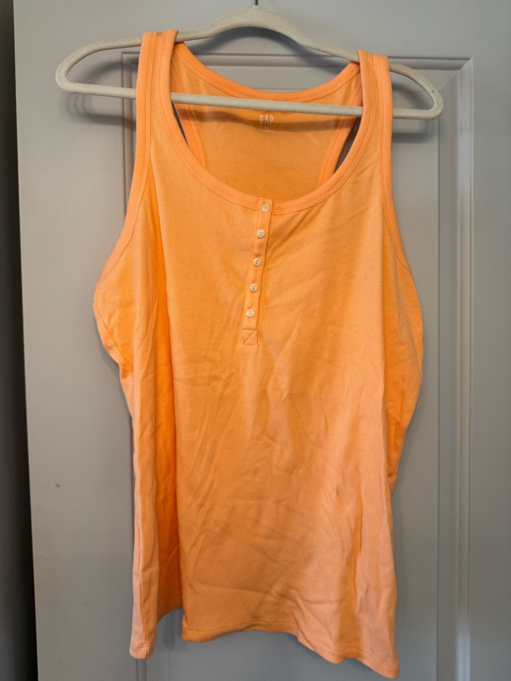 GAP Peach Ribbed Button-Front Tank Top